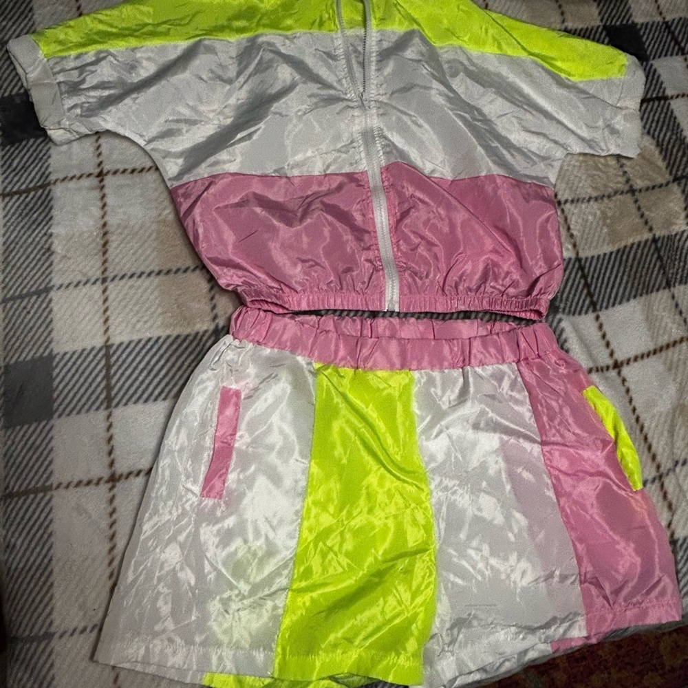 SHEIN Neon Colorblock Track Set
